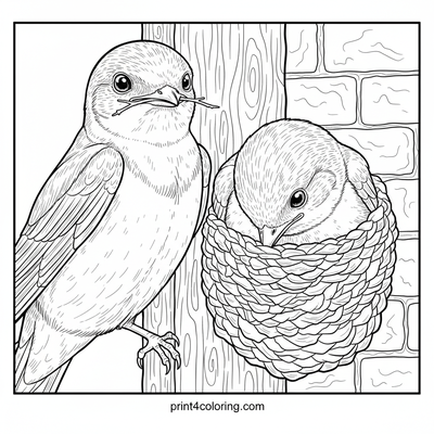 Swallow Family's Muddy Masterpiece - free printable coloring page