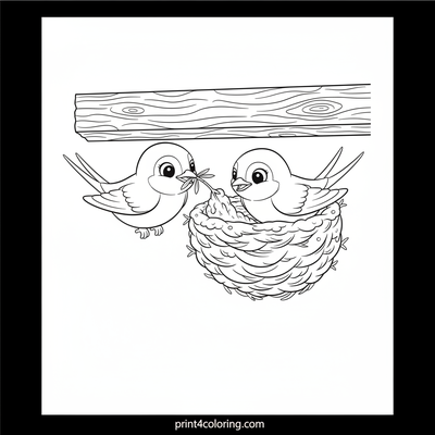 Swallow Family's Cozy Nest Project - free printable coloring page