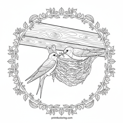 Swallow Sanctuary: Nest Building Wonders - free printable coloring page