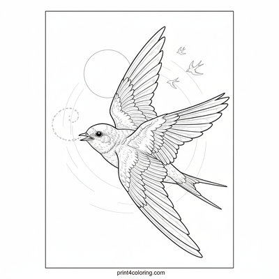 Moonbeam Harvest: Swallows in Flight - free printable coloring page