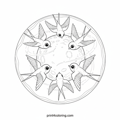 Swallows' Luminous Moon Dance