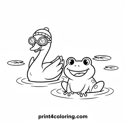 Swan's Silly Pond Race - free printable coloring page