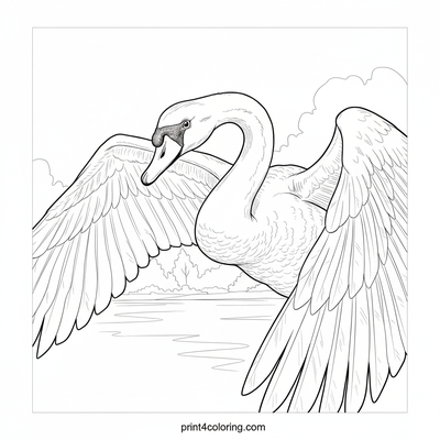 Wings of Grace: Soaring Swan Close-Up - free printable coloring page