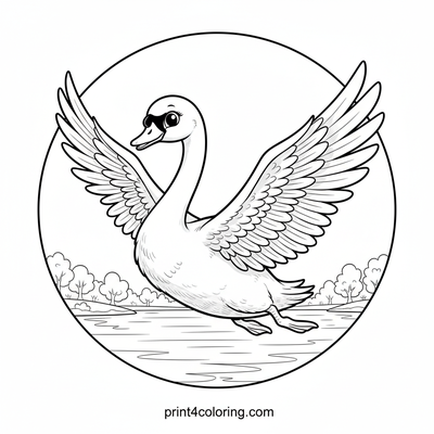 Majestic Swan Soaring Sky High - free printable coloring page