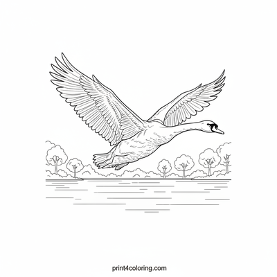 Majestic Swan Flight: Skyward Grace - free printable coloring page
