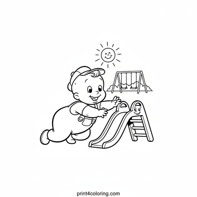 Swee'Pea's First Slide Adventure