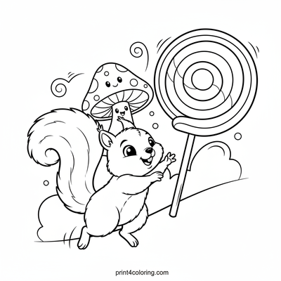 Sweet Squirrel's Rainbow Delight - free printable coloring page