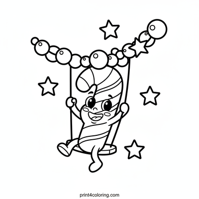 Happy Candy Cane's Holiday Swing! - free printable coloring page