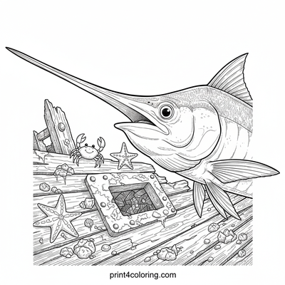 Swordfish Shipwreck Discovery - free printable coloring page