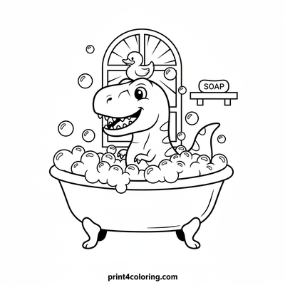Roaring Good Clean Fun: T-Rex's Bubble Bath - free printable coloring page