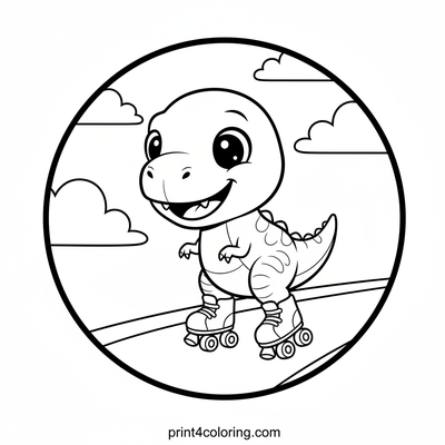 T-Rex's Silly Skate Day - free printable coloring page