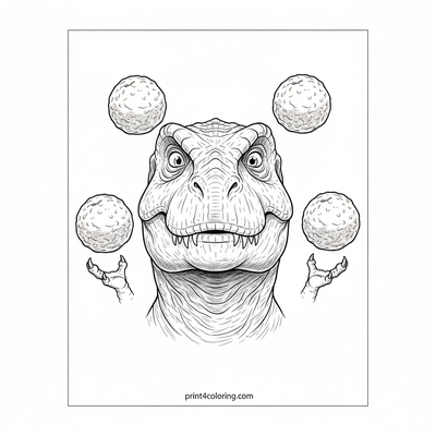T-Rex's Juggling Jamboree - free printable coloring page