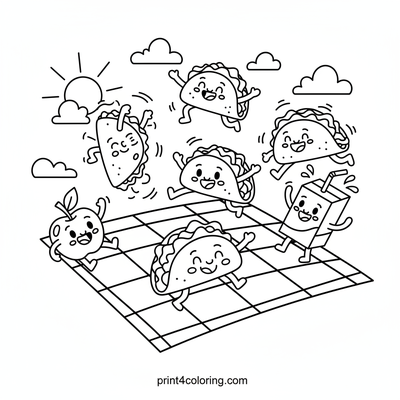 Taco's Sunny Picnic Party! - free printable coloring page