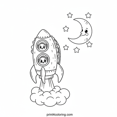 Smiling Tacos' Moon Mission - free printable coloring page