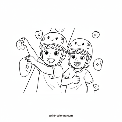Teamwork on the Climbing Wall! - free printable coloring page