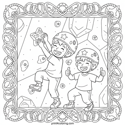 Team Climb Adventure: Friends on the Wall - free printable coloring page