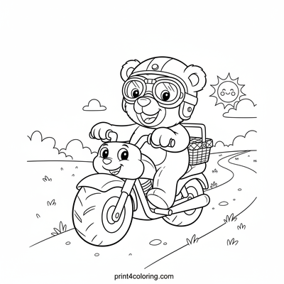Teddy Bear's Biker Picnic Adventure - free printable coloring page