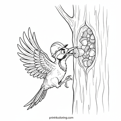 The Determined Acorn Architect - free printable coloring page