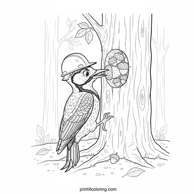 The Overzealous Acorn Architect - free printable coloring page