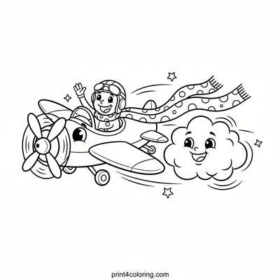 The Silly Scarf Airplane Race - free printable coloring page