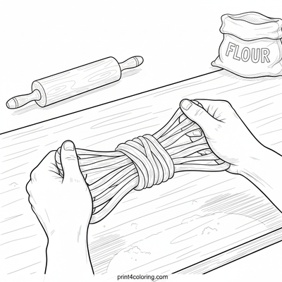 The Noodle Master's Hands - free printable coloring page
