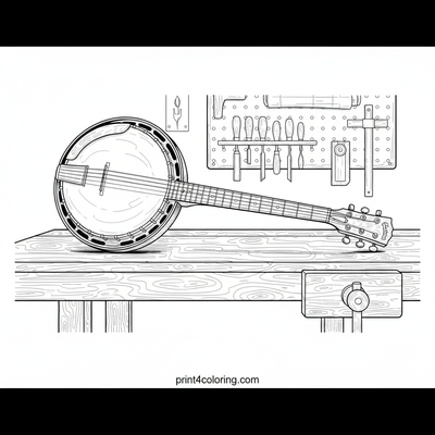 The Artisan's Banjo Workshop: A Symphony of Craft - free printable coloring page