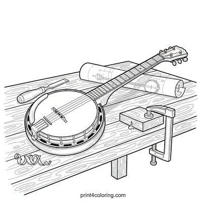 The Artisan's Banjo Masterpiece - free printable coloring page