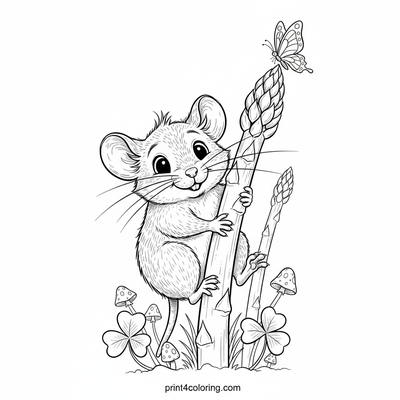 Whimsical Asparagus Forest: A Tiny World Adventure - free printable coloring page