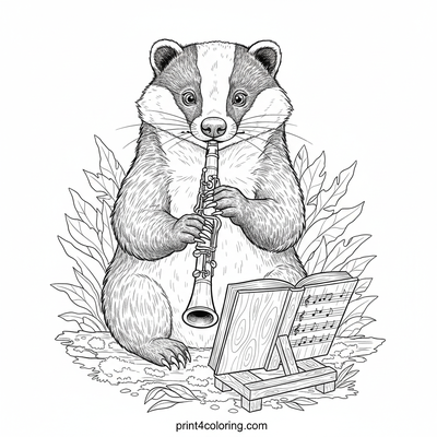 Maestro Badger's Debut Clarinet Lesson - free printable coloring page