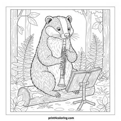 Maestro Badger's Forest Melody - free printable coloring page