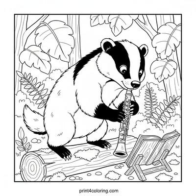 The Badger's Musical Debut - free printable coloring page