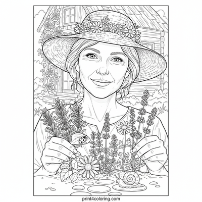 The Botanical Witch's Enchanted Herb Garden - free printable coloring page