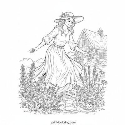 The Gentle Herbalist's Lush Garden - free printable coloring page