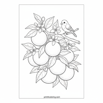 The Vibrant Orange Tree: A Close-Up Harvest - free printable coloring page