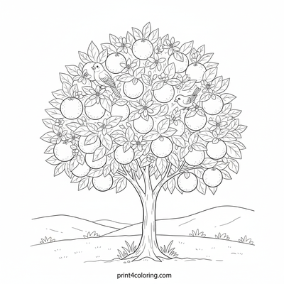 The Sweetest Orange Tree Harvest - free printable coloring page