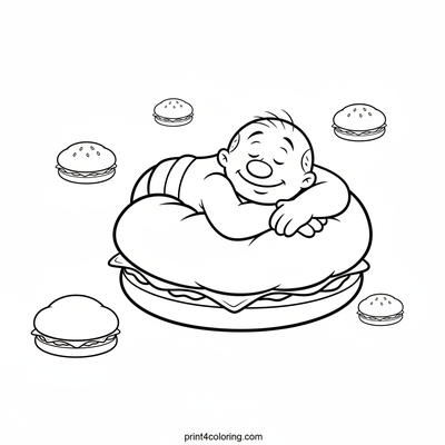 Wimpy's Delicious Dream Cloud - free printable coloring page