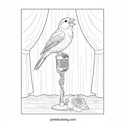 The Canary's Grand Stage Solo - free printable coloring page