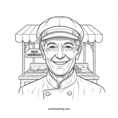 Vintage Delights: The Charming Sandwich Cart - free printable coloring page