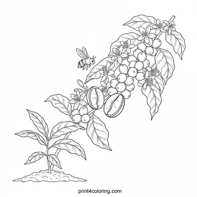 The Coffee Plant's Grand Life Cycle - free printable coloring page