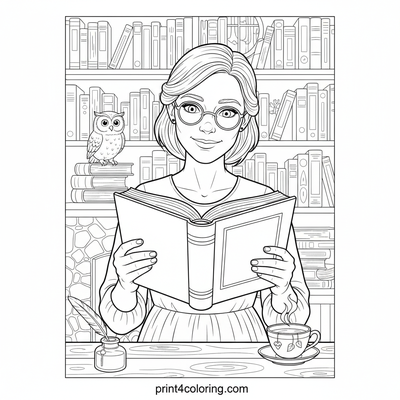 The Cozy Witch's Enchanted Study - free printable coloring page