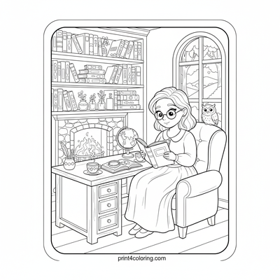 Willow's Enchanted Study Nook - free printable coloring page