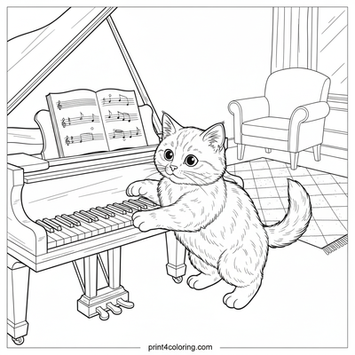 Curious Kitten's Keyboard Capers - free printable coloring page