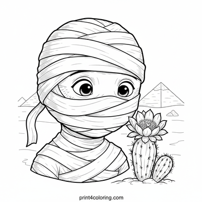 The Curious Little Mummy's Desert Discovery - free printable coloring page