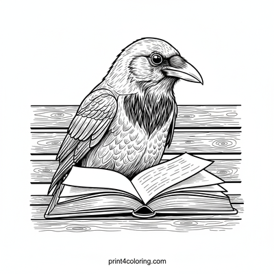 The Curious Reader Crow's Tale - free printable coloring page