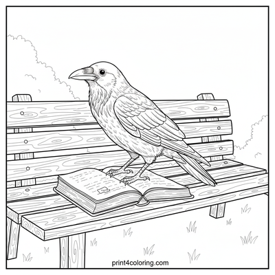 The Inquisitive Crow's Park Bench Story - free printable coloring page