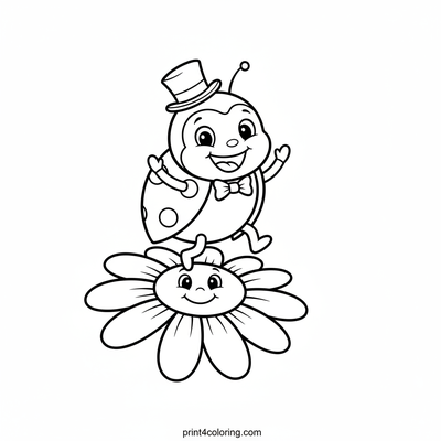 The Dapper Ladybug's Daisy Dance - free printable coloring page