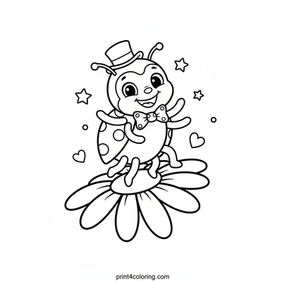 Dapper Ladybug's Daisy Dance - free printable coloring page