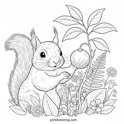 The Squirrel's Sweet Tapioca Harvest - free printable coloring page