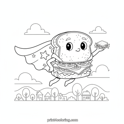 Super Sandwich's Sky-High Delivery! - free printable coloring page