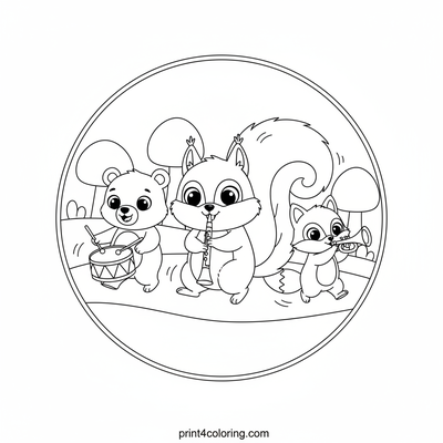 The Forest Clarinet Parade - free printable coloring page